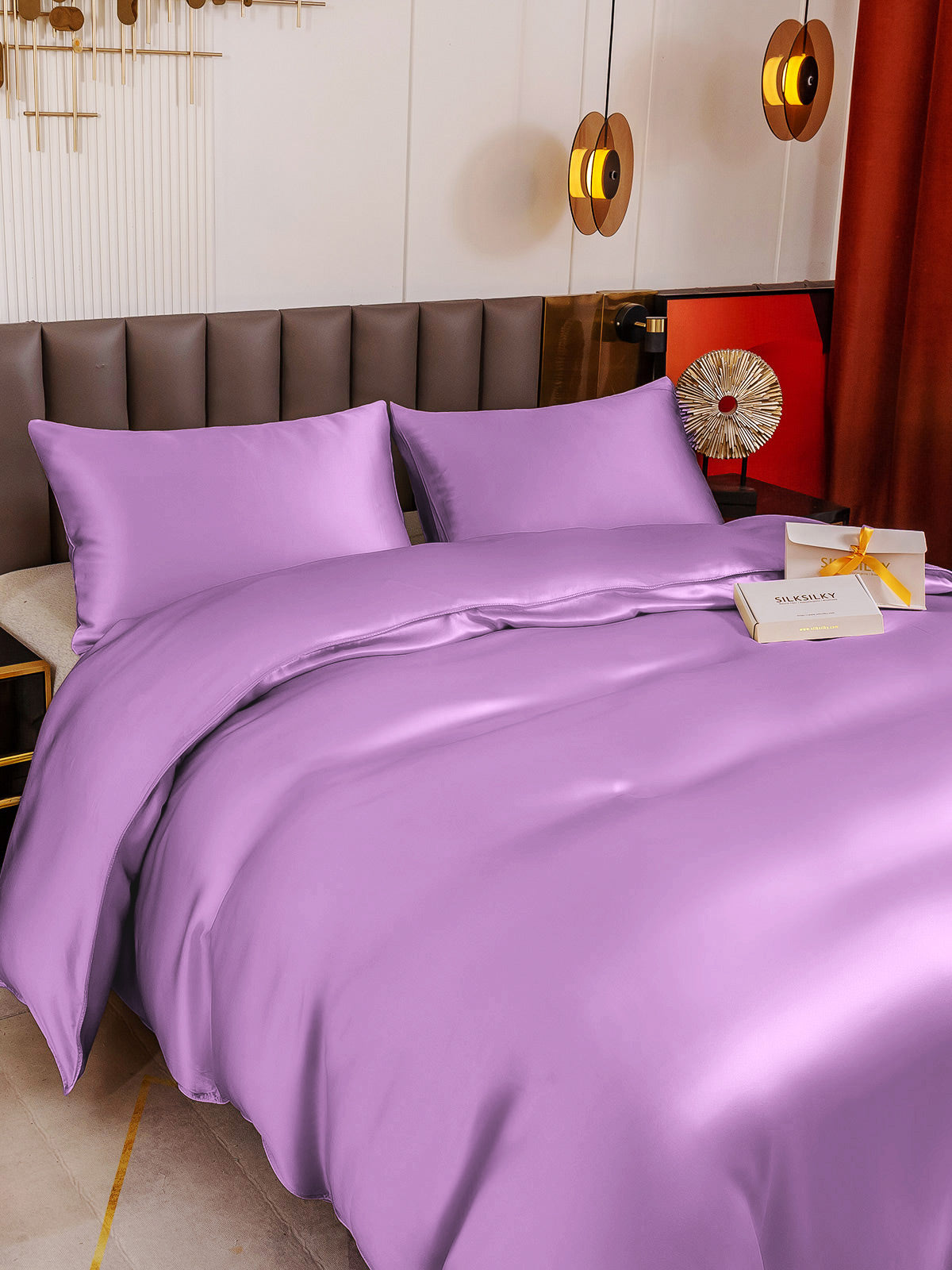 SilkSilky AU 19Momme Pure Silk Bedding Set Lavender 004