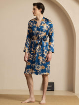 [Navy Dragon] SilkSilky-AU Long Sleeve Men's Dressing Gown 006