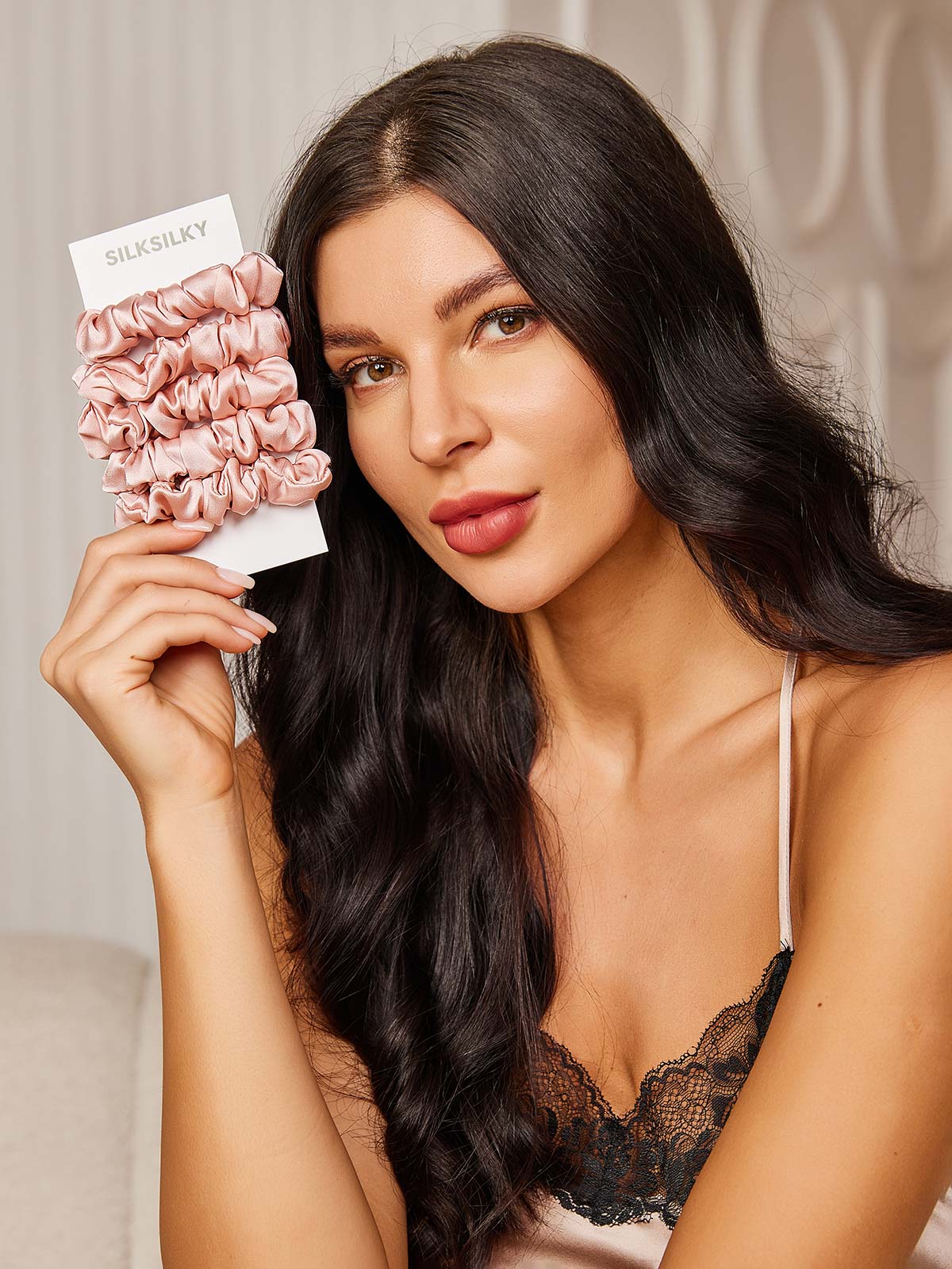 [Pink] SilkSilky-AU 19Momme Pure Silk Scrunchie 001