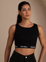[Black] SilkSilky-AU Sleeveless Crew Neck Camisole 001