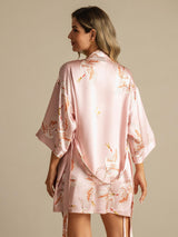 [Pink] SilkSilky-AU 3/4 Sleeve Women's Dressing Gown 002