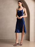 SilkSilky AU Pure Silk Sleeveless Round Neck Dress DarkBlue 005