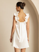 [White] SilkSilky-AU 19Momme Silk Sleeveless Square Neck Dress 002