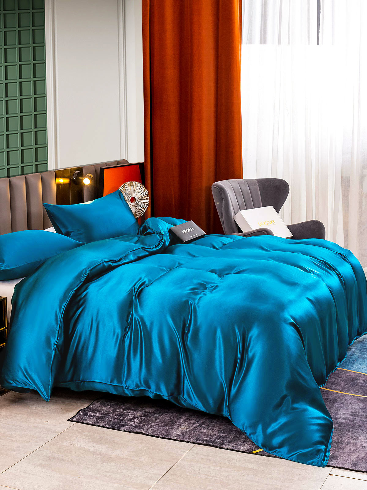 [Teal] SilkSilky-AU 25Momme Bedding Set 003