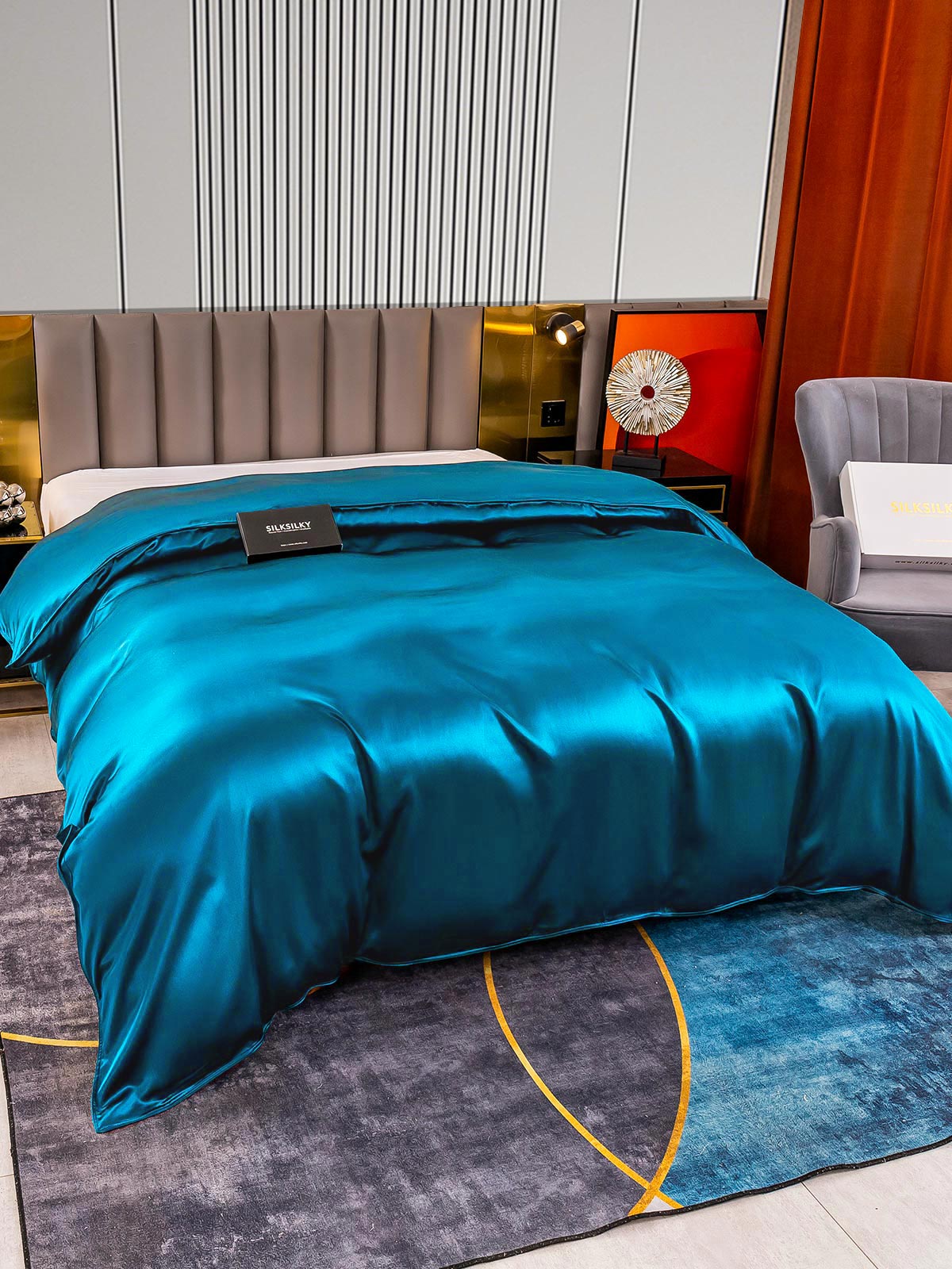 SilkSilky AU 22Momme Pure Silk Duvet Cover Teal 002