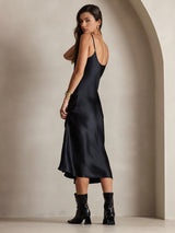 [Black] SilkSilky-AU Sleeveless V Neck Dress 002