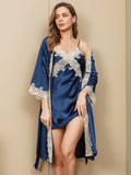 SilkSilky-AU-Pure-Silk-3/4-Sleeve-Nightgown&Robe-Set-Blue-005