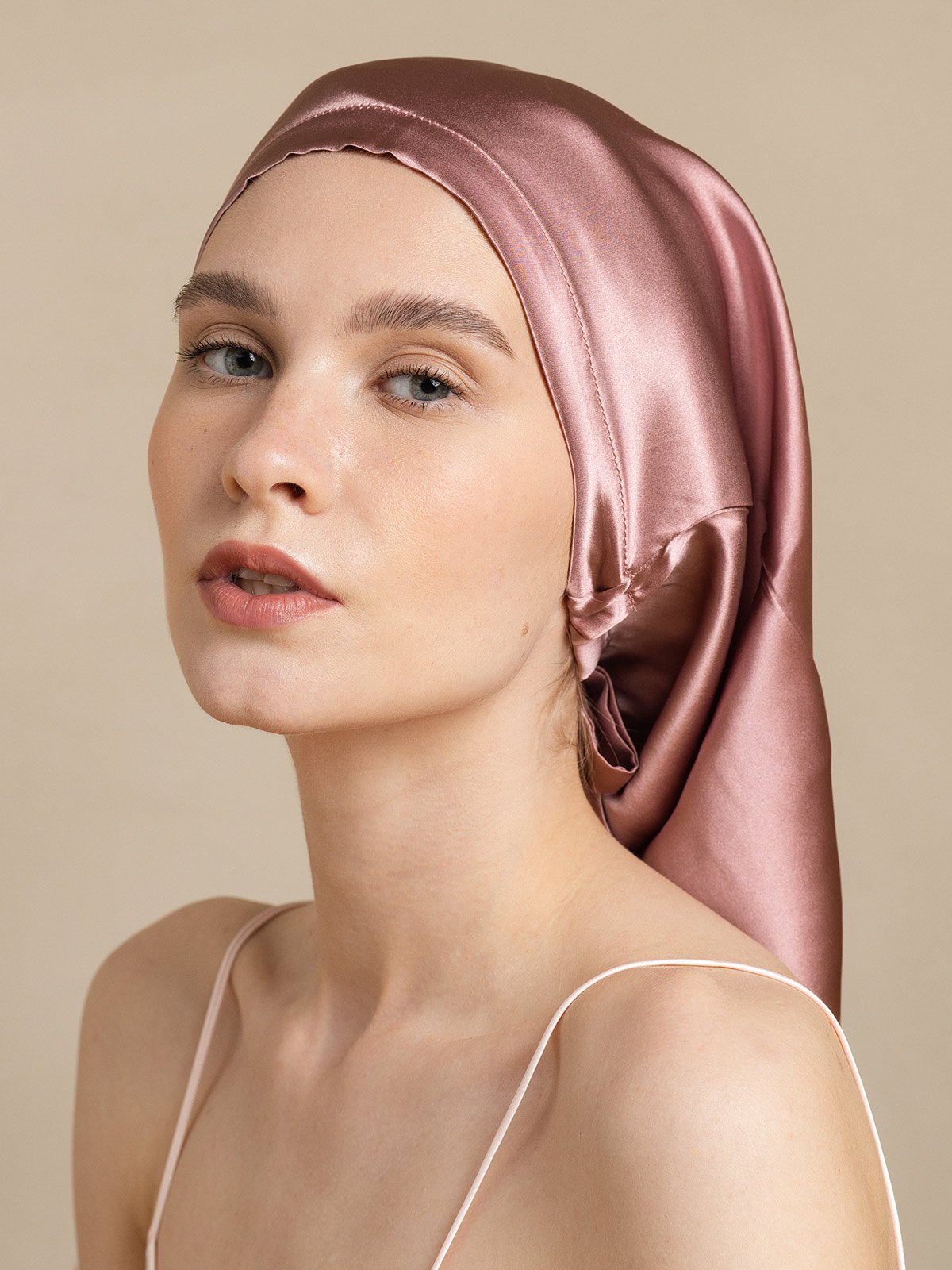 SilkSilky-AU 19Momme Silk Sleep Cap PaleMauve 004