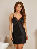 SilkSilky-AU Pure Silk Deep V Neck Nightgown Black 005