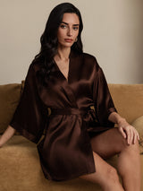 [Coffee] SilkSilky-AU 3/4 Sleeve Women's Dressing Gown 003