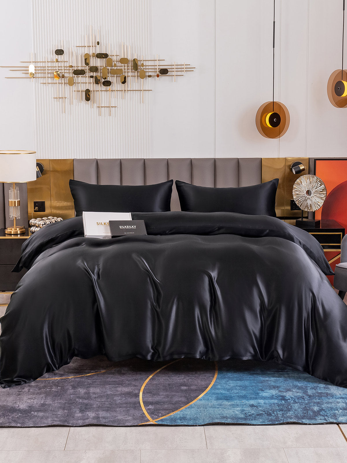 SilkSilky AU 19Momme Pure Silk Bedding Set Black 002