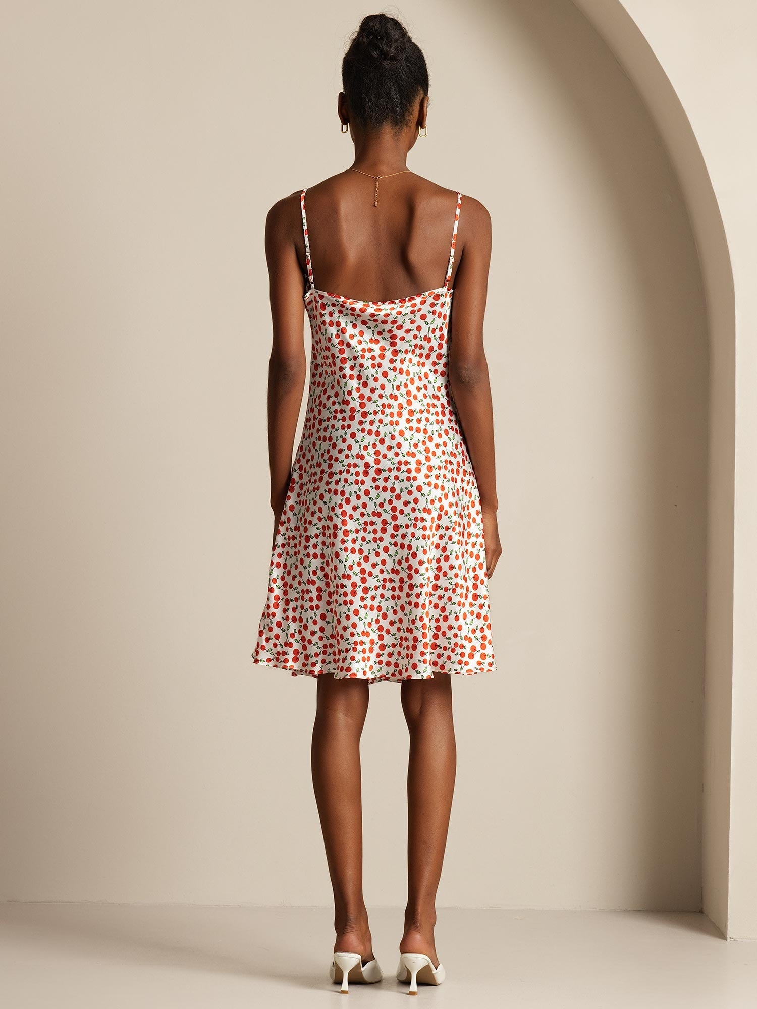 [Cherry] SilkSilky-AU Pure Silk V Neck Dress 002,