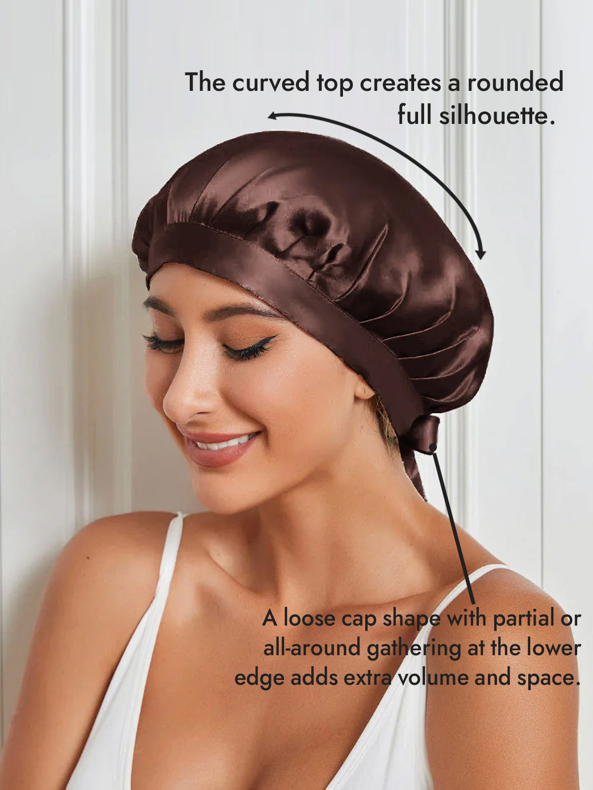 [Coffee] SilkSilky-AU Pure Silk Sleep Cap 003