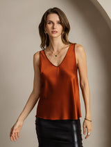 [Caramel] SilkSilky-AU Sleeveless V Neck Camisole 001