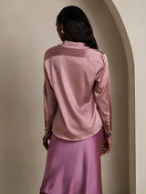 [Pale Mauve] SilkSilky-AU Long Sleeve Lapel Collar Women's Shirt 002