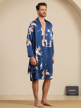[Dark Blue] SilkSilky-AU 19Momme Long Sleeve Mens Pajamas 005
