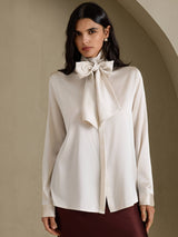 [Light Gray] SilkSilky-AU Long Sleeve High Neck Women's Blouse 001