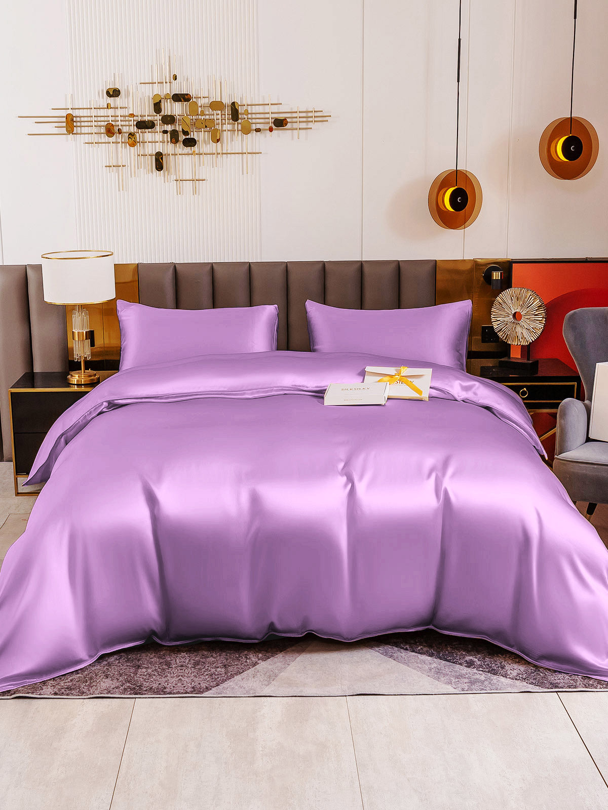 SilkSilky AU 19Momme Pure Silk Bedding Set Lavender 005