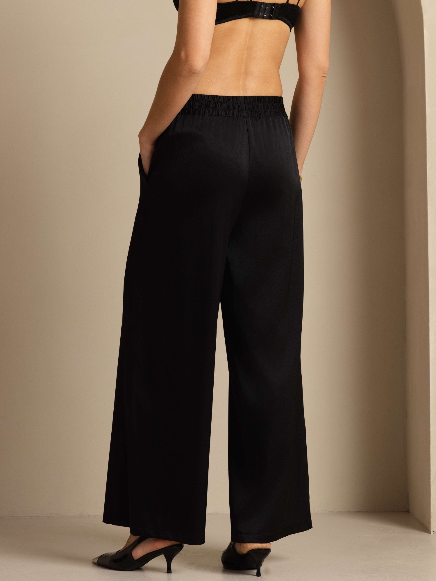 [Black] SilkSilky-AU 19Momme Silk Womens Pants 002