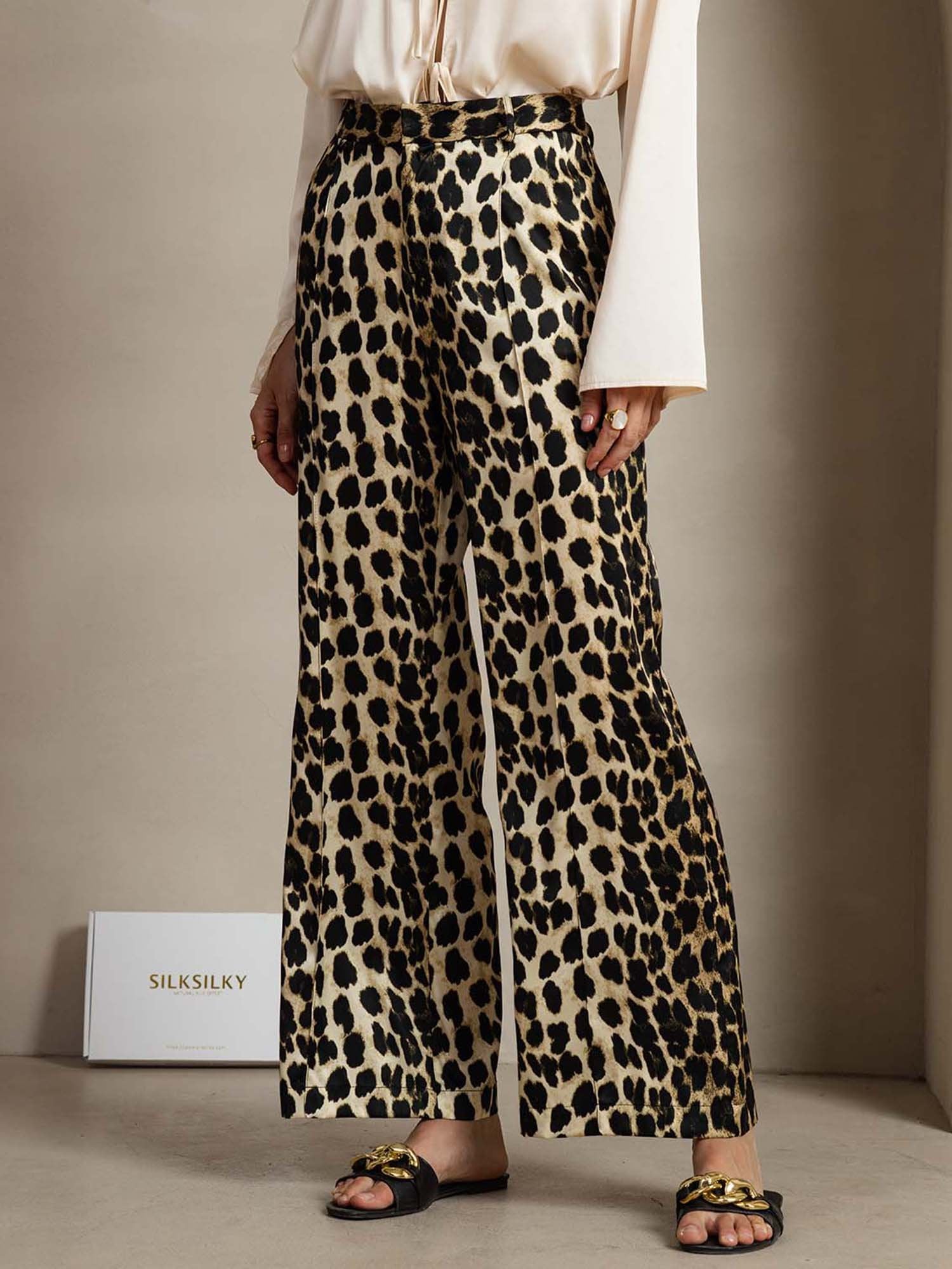 [Leopard] SilkSilky-AU 19Momme Silk Womens Pants 003