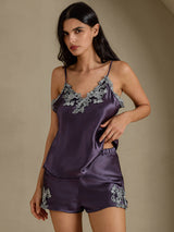 [Purple Gray] SilkSilky-AU Sleeveless V Neck Camisole Set 003