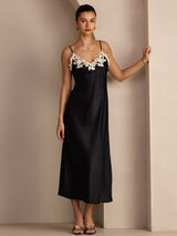 [Black] SilkSilky-AU Spaghetti Strap V Neck Dress 005