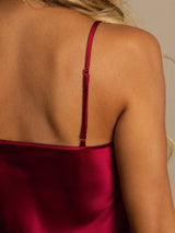 [Wine] SilkSilky-AU Spaghetti Strap V Neck Nightgown 004