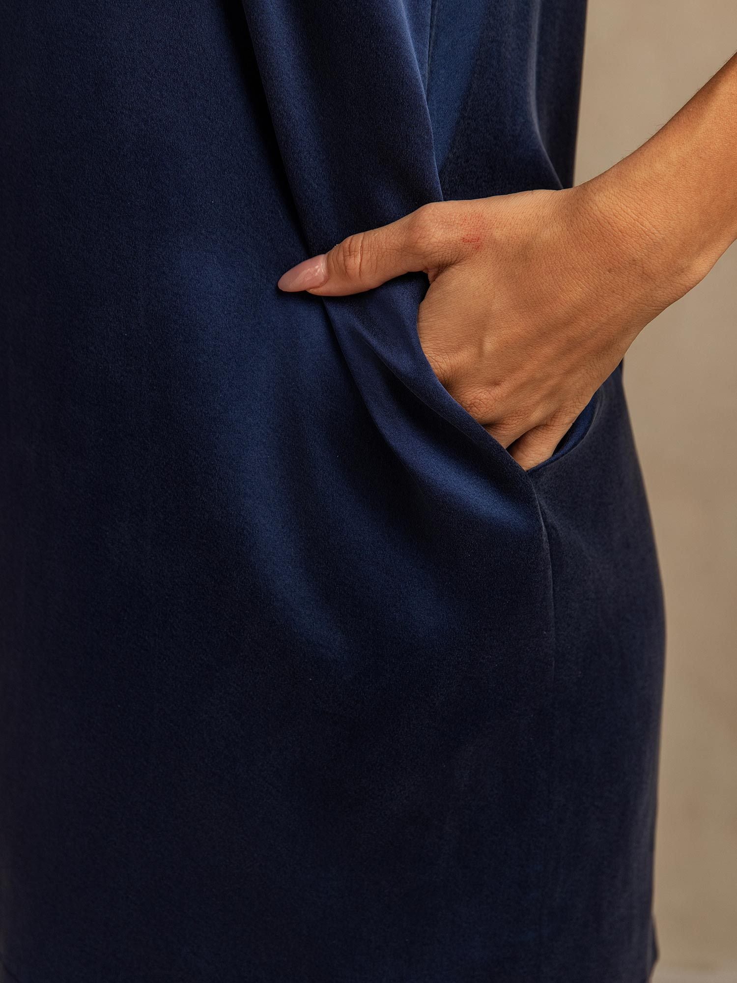 [Dark Blue] SilkSilky-AU 19Momme Silk Nightgown 005,