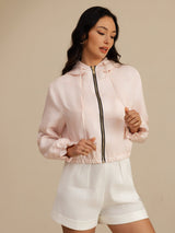 [Pink] SilkSilky-AU 18Momme Silk Satin Surah Long Sleeve High Neck Women's Outerwear 004