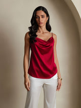 [Wine] SilkSilky-AU Spaghetti Strap Cowl Neck Camisole 006