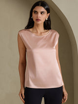 [Tuscany] SilkSilky-AU Cap Sleeve Round Neck Women's T-Shirt 001