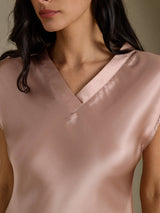 [Tuscany] SilkSilky-AU Cap Sleeve V Neck Nightgown 004