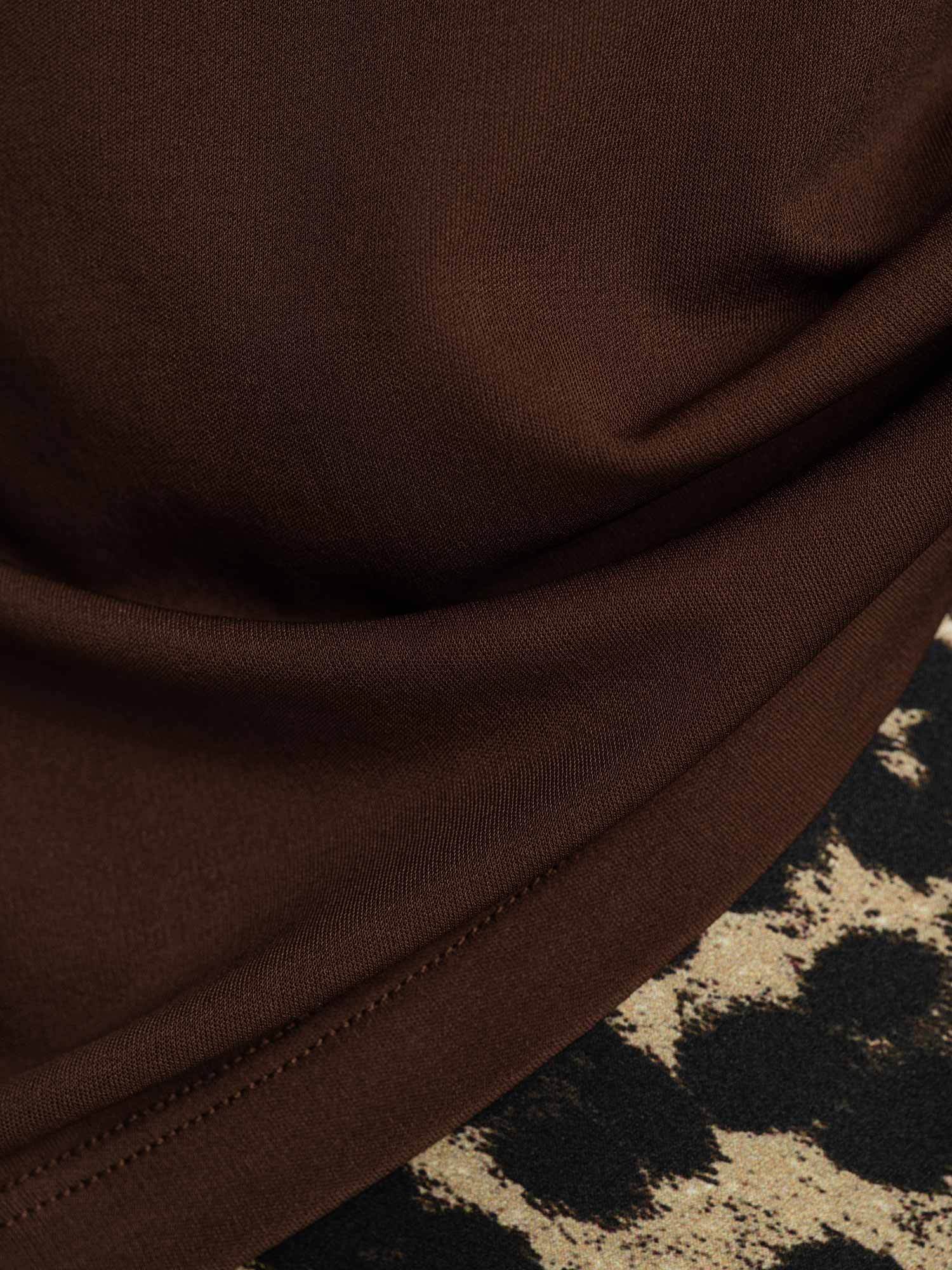 [Coffee] SilkSilky-AU Pure Silk V Neck Women's T-Shirt 005