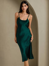 [Dark Green] SilkSilky-AU Sleeveless V Neck Nightgown 003