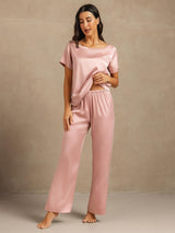 [Peach Skin] SilkSilky-AU 19Momme Machine-Washable Silk Short Sleeve Women's Pyjamas 006