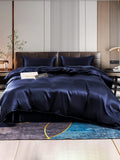 SilkSilky AU 22Momme Pure Silk Bedding Set DarkBlue 001