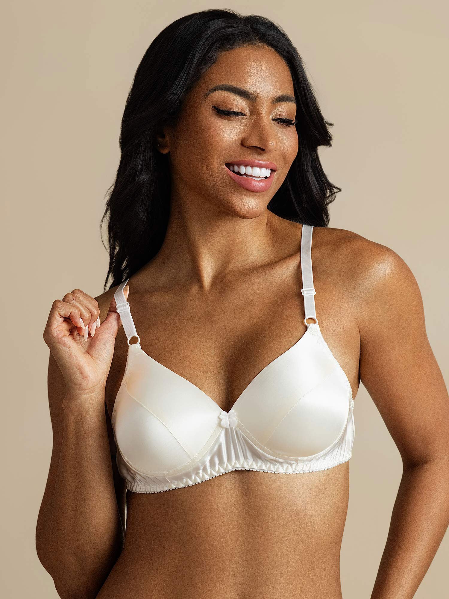 [White] SilkSilky-AU Pure Silk Bra 001,