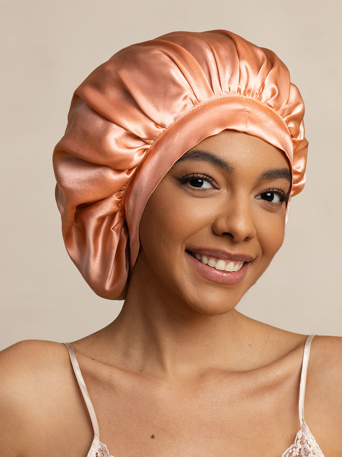 SilkSilky-AU Pure Silk Sleep Cap CoralPink 004