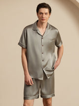 [Grayish Green] SilkSilky-AU Short Sleeve Notch Collar Men's Pyjamas 005