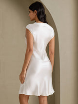 [White] SilkSilky-AU Cap Sleeve V Neck Nightgown 002