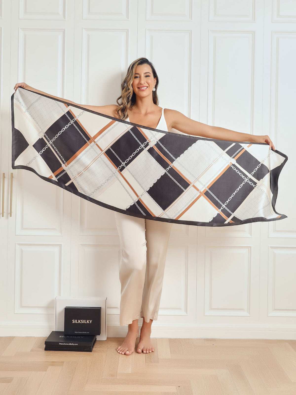 [P021] SilkSilky-AU Pure Silk Scarf 006,