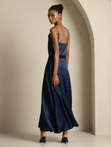 [Dark Blue] SilkSilky-AU Spaghetti Strap Cowl Neck Women's Outfit Sets 002