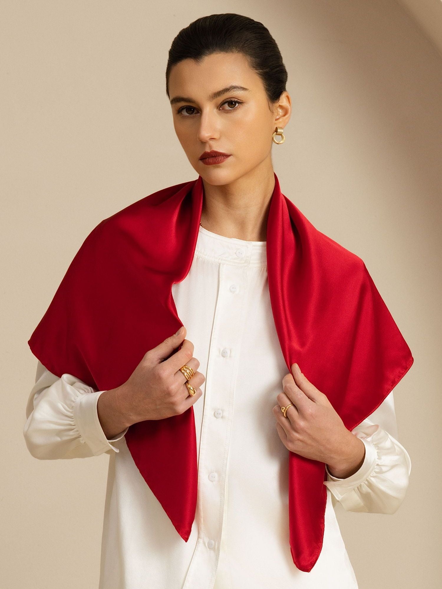[Wine] SilkSilky-AU Pure Silk Scarf 001