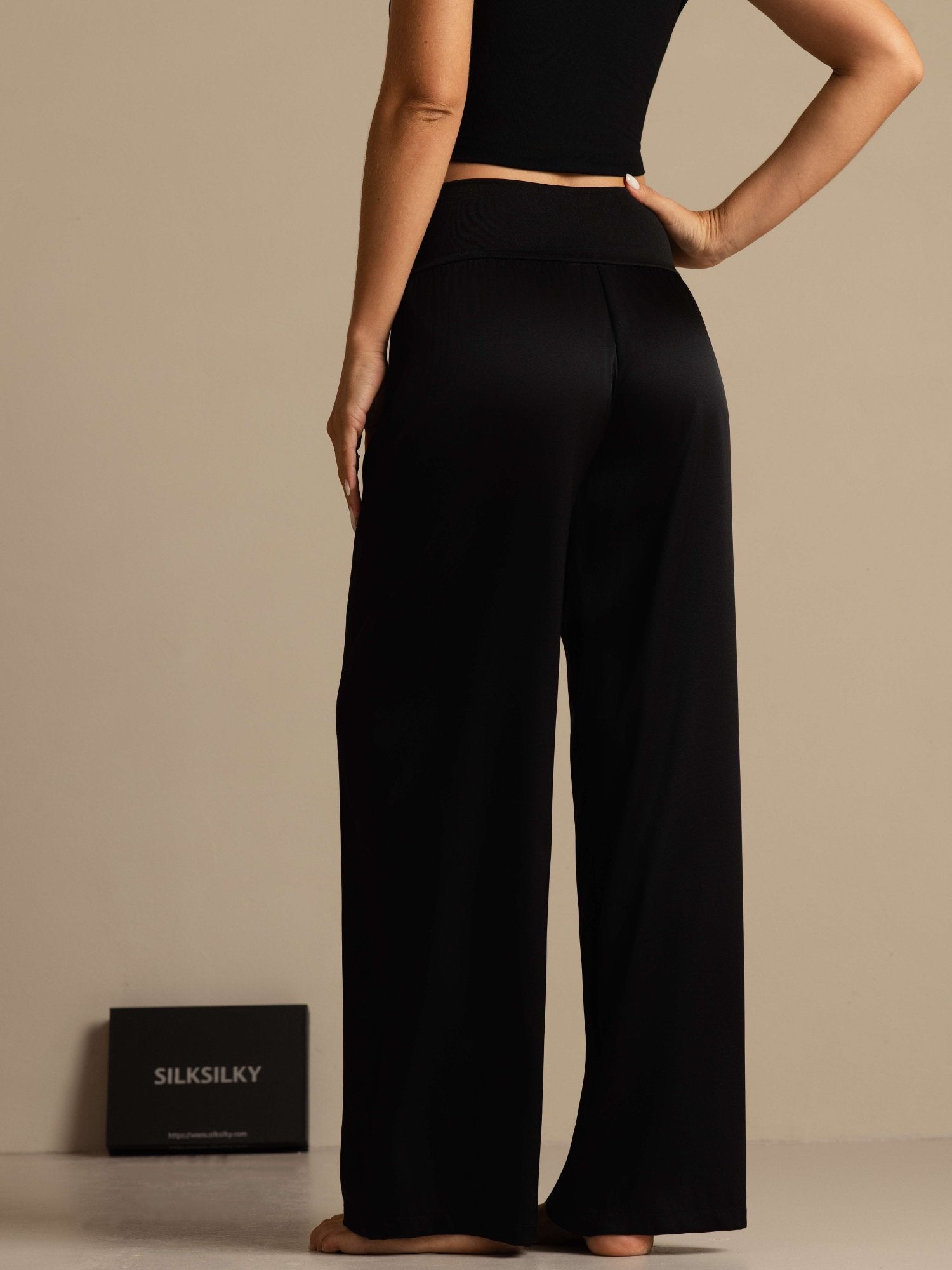 [Black] SilkSilky-AU 19Momme Silk Womens Pants 002
