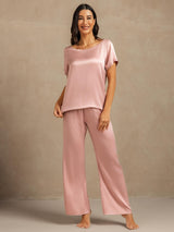 [Peach Skin] SilkSilky-AU 19Momme Machine-Washable Silk Short Sleeve Women's Pyjamas 007