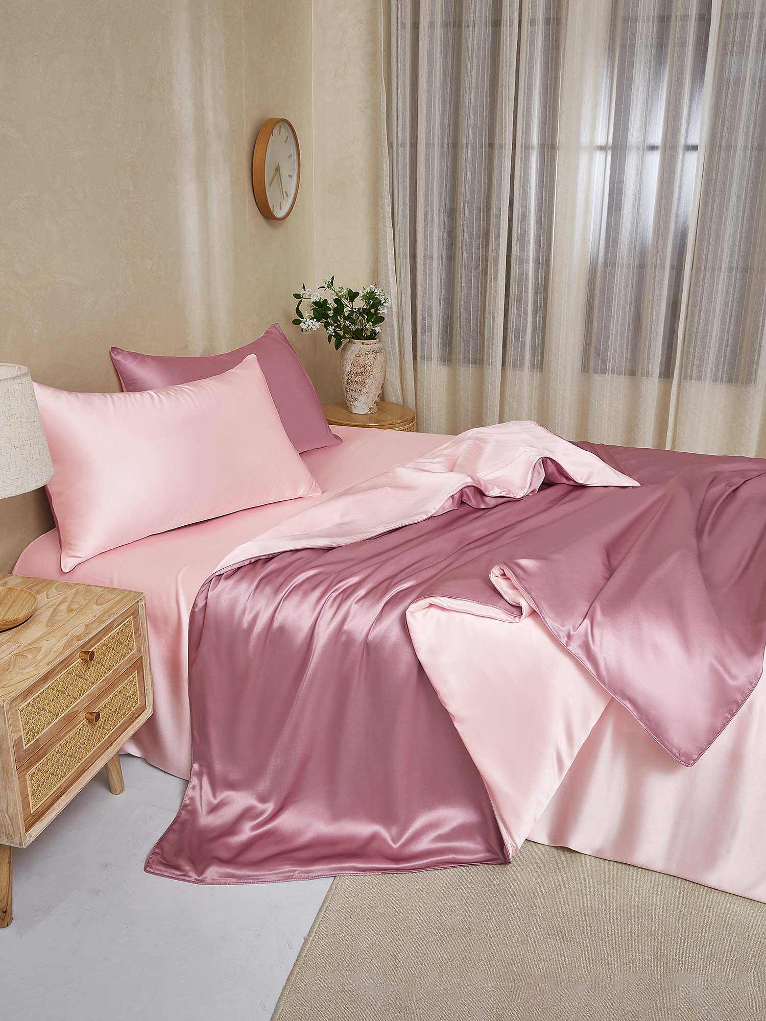 [PaleMauve+LightPink] SilkSilky-AU 25Momme Pure Silk Bedding Set 003,