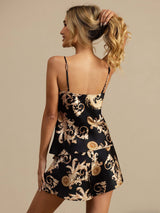 [Black Dragon] SilkSilky-AU Spaghetti Strap V Neck Camisole Set 002