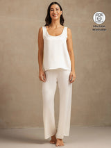 [White] SilkSilky-AU 19Momme Machine-Washable Silk Sleeveless Scoop Neck Women's Pyjamas 001