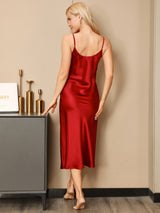 [Wine] SilkSilky-AU Sleeveless V Neck Nightgown 002
