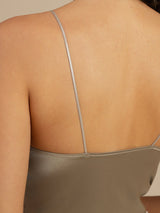 [Khaki] SilkSilky-AU Spaghetti Strap V Neck Camisole 005